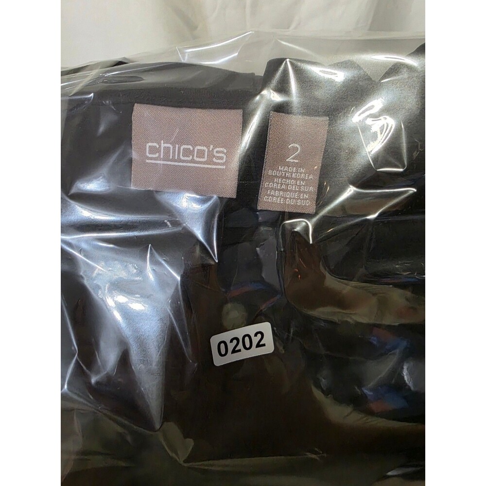 Chico's Women Tunic Blouse Size 2 Black Keyhole 3/4 Sleeve Polyester Knit - Picture 5 of 5